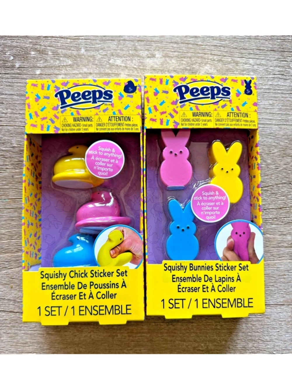 Peeps Squishy Chick & Bunnies Sticker Sets - Yellow, Pink, Blue